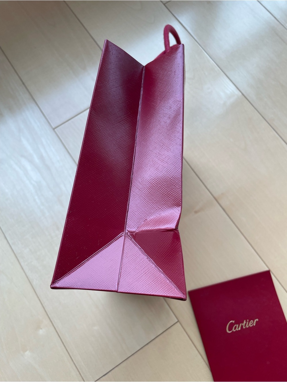 Cartier Gift Bag size 8" x 7" x 3" Red/Red Cord Handles And Receipt Envelope - Picture 3 of 16